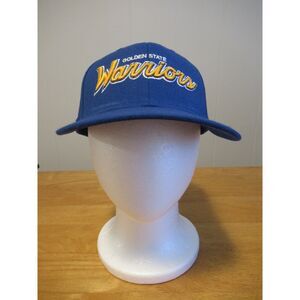Adidas NBA Golden State Warriors Script Snapback Hat Blue & Yellow Retro
